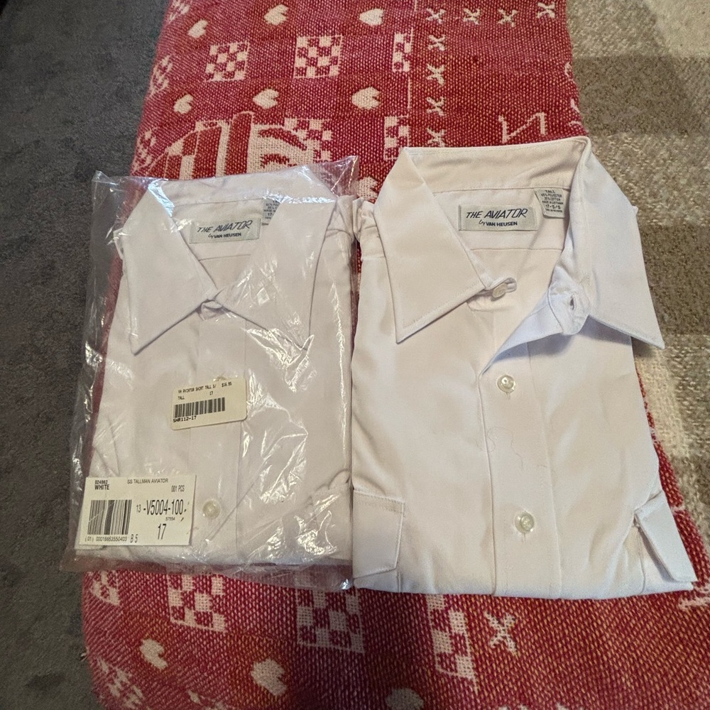Van Heusen “The Aviator” Men's White Short Sleeve Dress Shirts